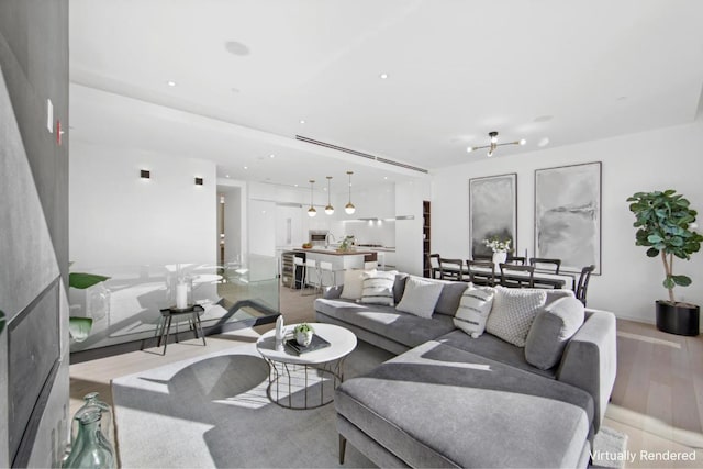 living room featuring light hardwood / wood-style flooring