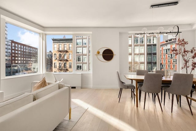 dining area featuring light hardwood / wood-style floors and a healthy amount of sunlight