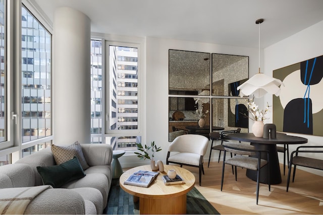 living area featuring wood finished floors