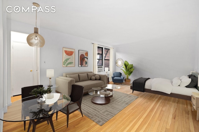 60 E 9th St Unit 235, New York City, NY 10003 - living room featuring light wood-style flooring