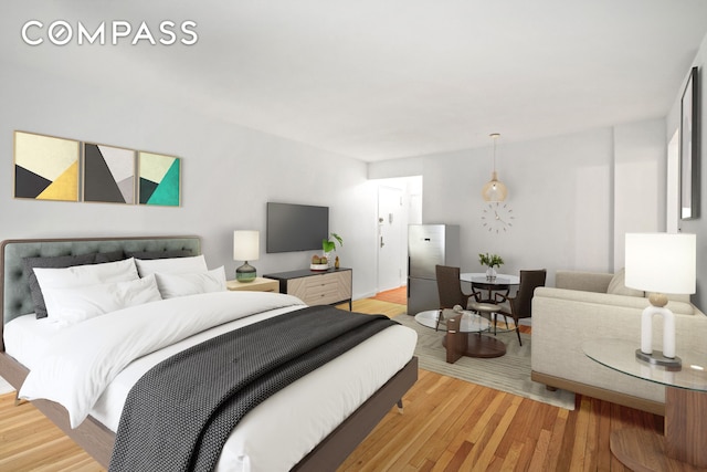 bedroom with light wood-type flooring