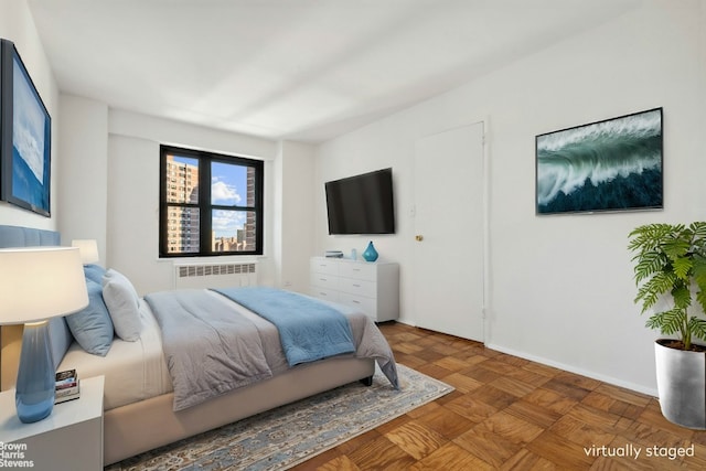 bedroom with radiator