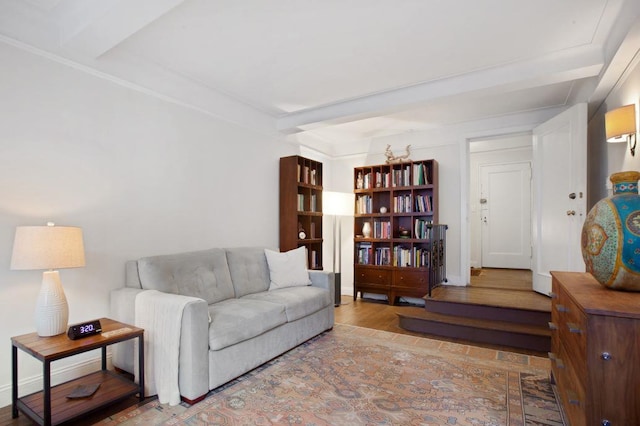 living area with wood finished floors