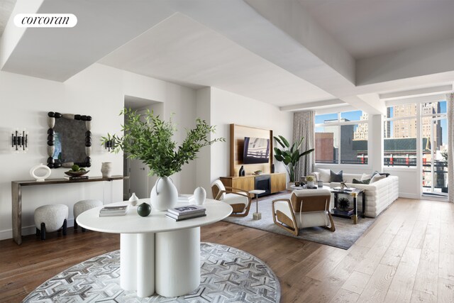 living room featuring wood-type flooring