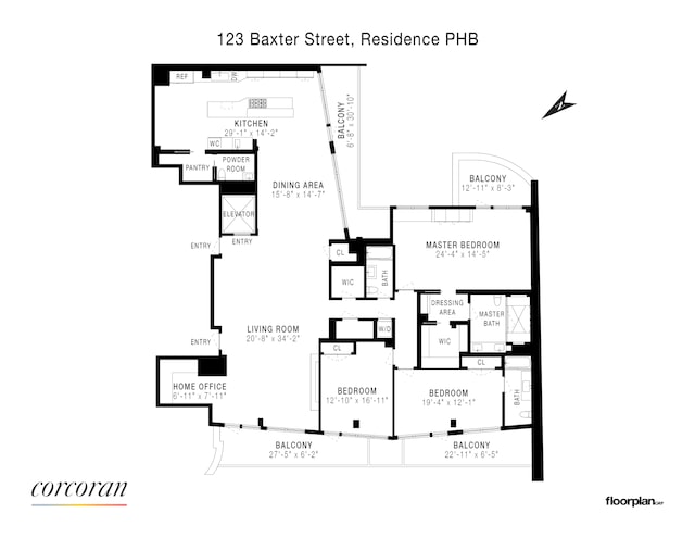 123 Baxter St Unit Ph7B, New York City, NY 10013 - interior space featuring visible vents, baseboards, and wood finished floors