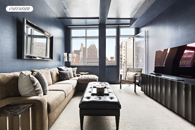 123 Baxter St Unit Ph7B, New York City, NY 10013 - living room featuring carpet floors