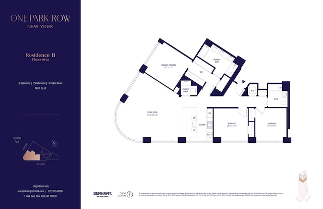 1 Park Row Unit 19B, New York City, NY 10038 - room layout