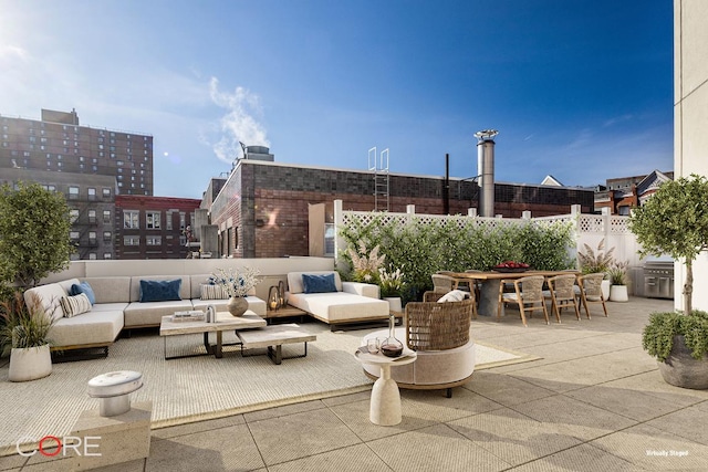 view of patio featuring an outdoor living space