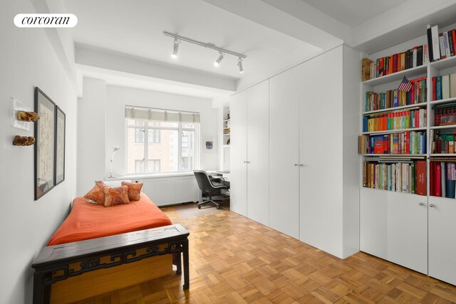 interior space with light parquet floors