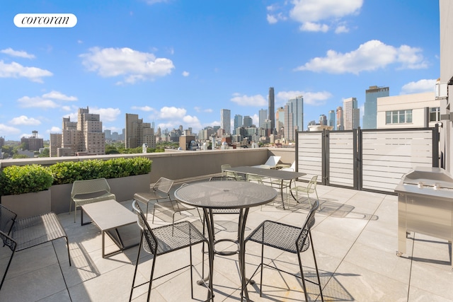 view of patio with a city view