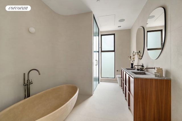 68 Commercial St Ph, Ph, New York City, NY 11222 - full bathroom featuring a freestanding tub, double vanity, and a shower stall