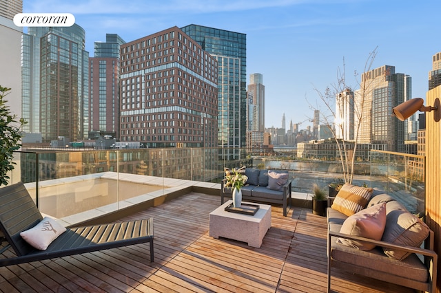 68 Commercial St Ph, Ph, New York City, NY 11222 - deck with a view of skyline and an outdoor living space
