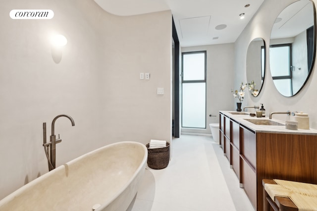 68 Commercial St Ph, Ph, New York City, NY 11222 - full bathroom with a freestanding tub and double vanity