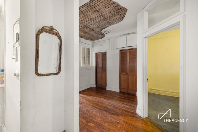 hall featuring dark hardwood / wood-style floors