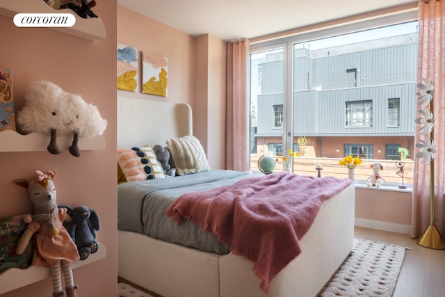 bedroom featuring light hardwood / wood-style flooring