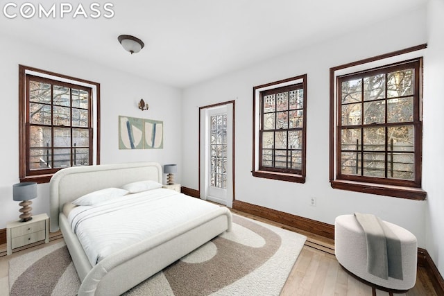 bedroom featuring light hardwood / wood-style flooring