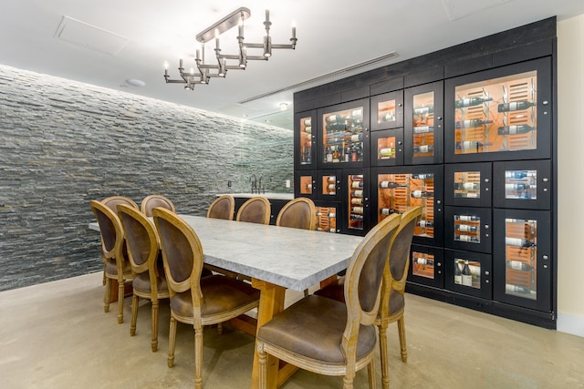 wine cellar with finished concrete floors