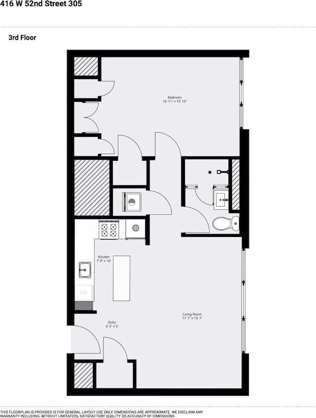 416 W 52nd St Unit 305, New York City, NY 10019 - view of home floor plan