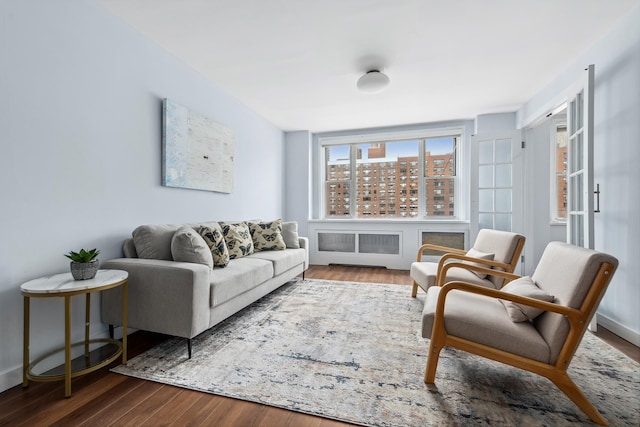 living area with wood finished floors