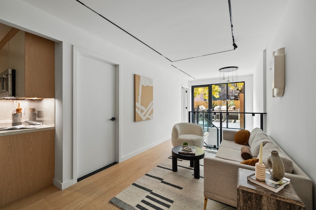 living room with light wood-type flooring