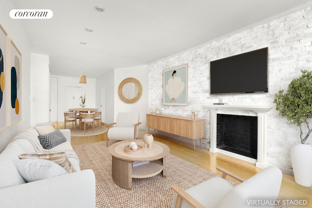 living room with light wood-type flooring