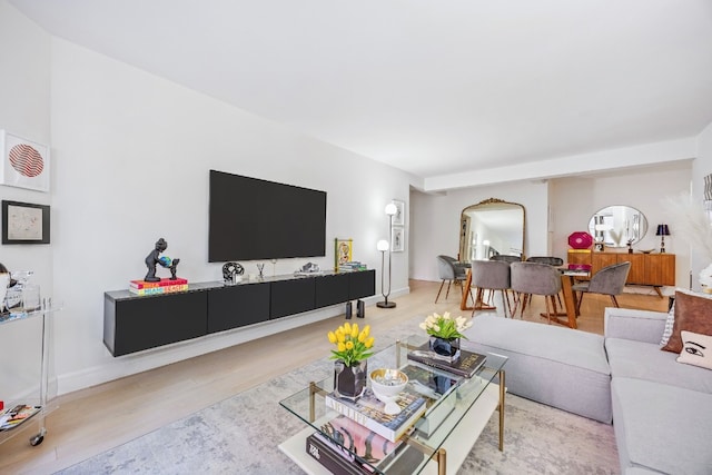 living room featuring light hardwood / wood-style flooring