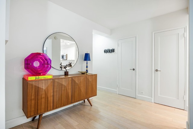 interior space with light hardwood / wood-style floors