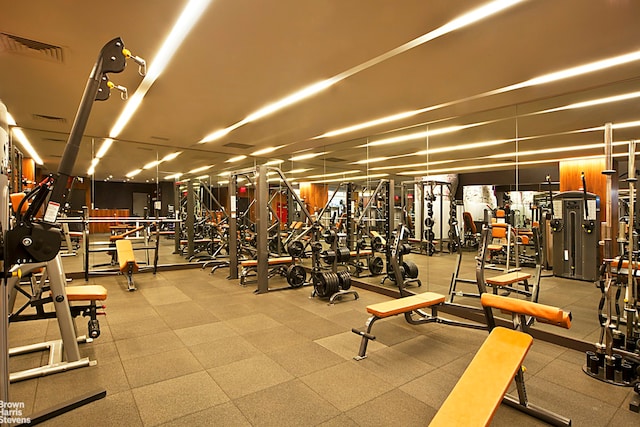 exercise room with visible vents