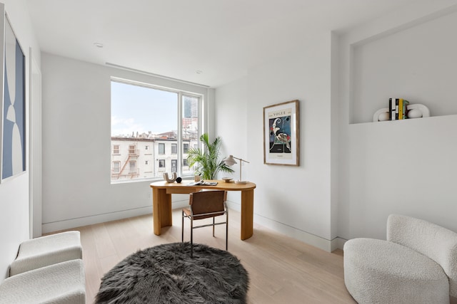 office space featuring light hardwood / wood-style flooring