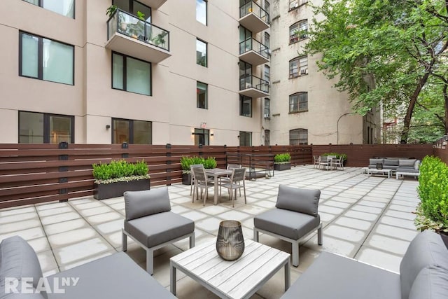 view of patio featuring an outdoor hangout area