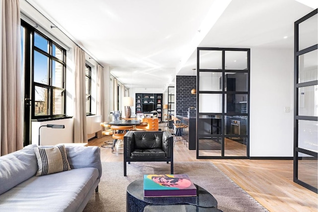 living room with light wood-type flooring