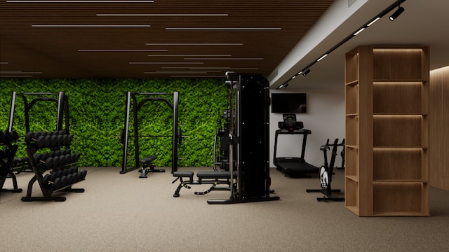 gym with carpet floors