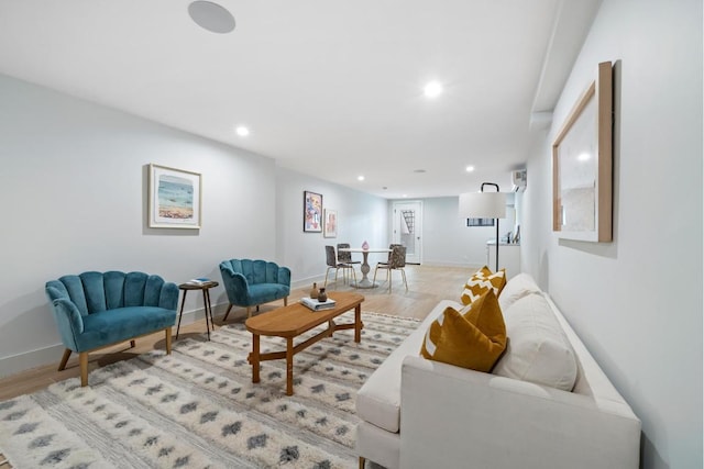 living room featuring light wood-type flooring