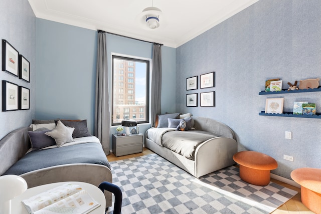 bedroom featuring ornamental molding