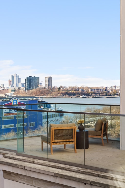 balcony with a water view