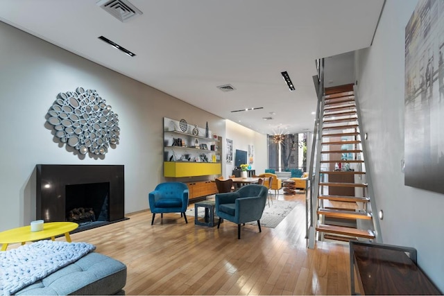 living room with wood-type flooring