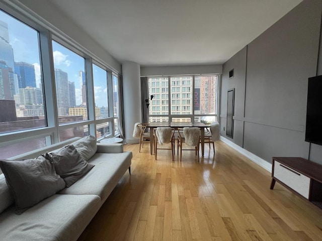 living room with light hardwood / wood-style floors