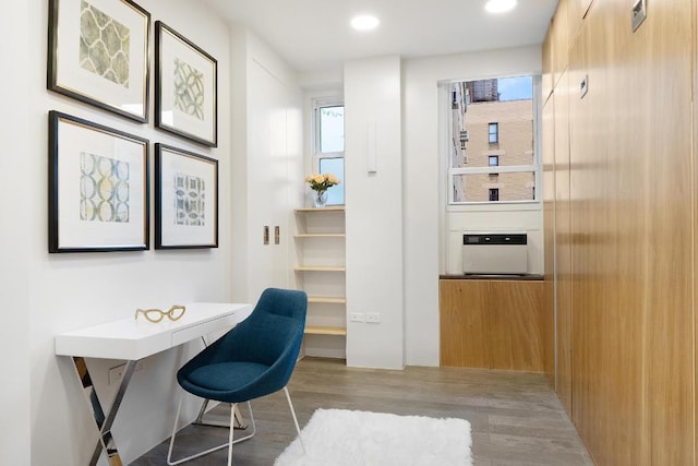 home office featuring hardwood / wood-style flooring