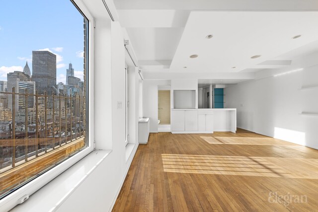 unfurnished living room with light hardwood / wood-style flooring