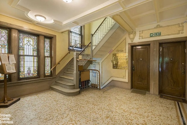 interior space featuring crown molding