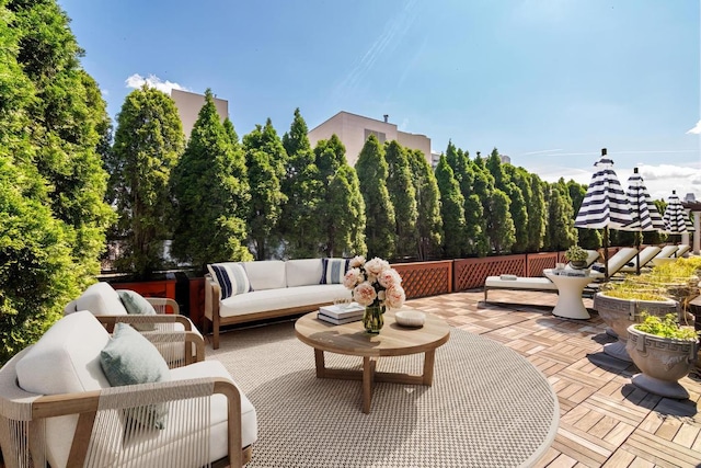 view of patio featuring outdoor lounge area