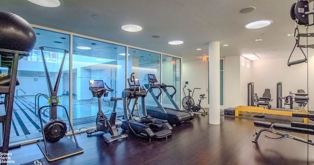 exercise room with a wall of windows