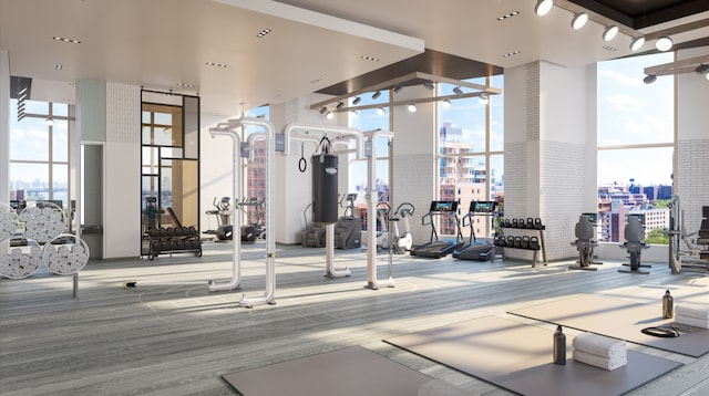 gym featuring expansive windows and plenty of natural light