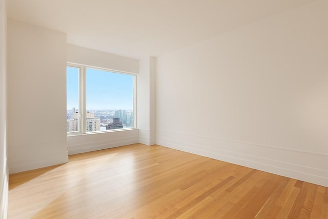 unfurnished room with light wood-type flooring