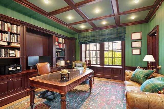 dining room with parquet floors, crown molding, and an inviting chandelier