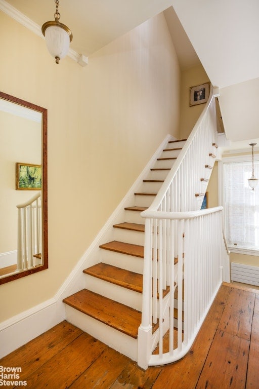 stairs with wood-type flooring