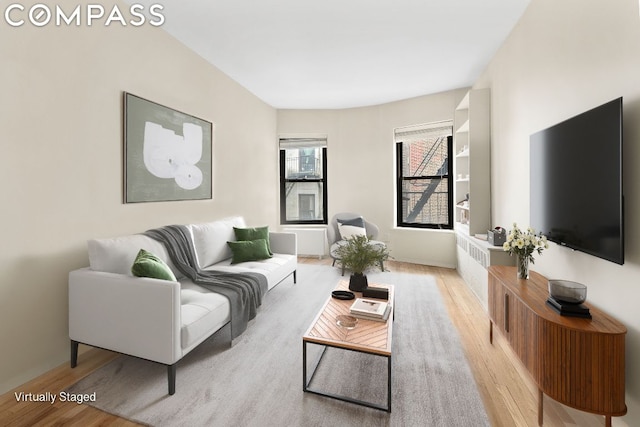 living room featuring light wood-type flooring