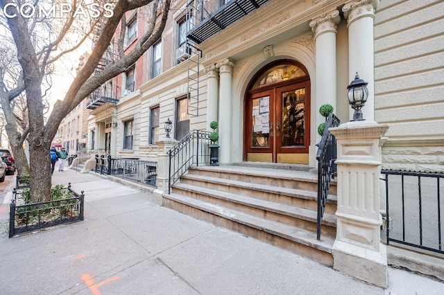 property entrance with french doors