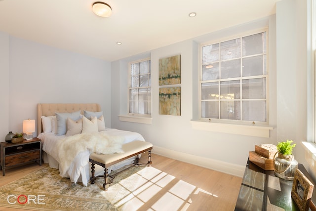 bedroom with wood-type flooring