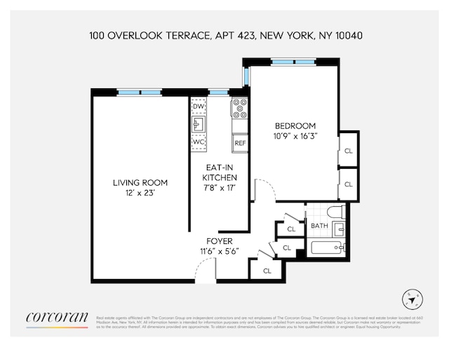 100 Overlook Terrace 423, New York City NY, 10040, 1 bedrooms, 1 bath condo for sale